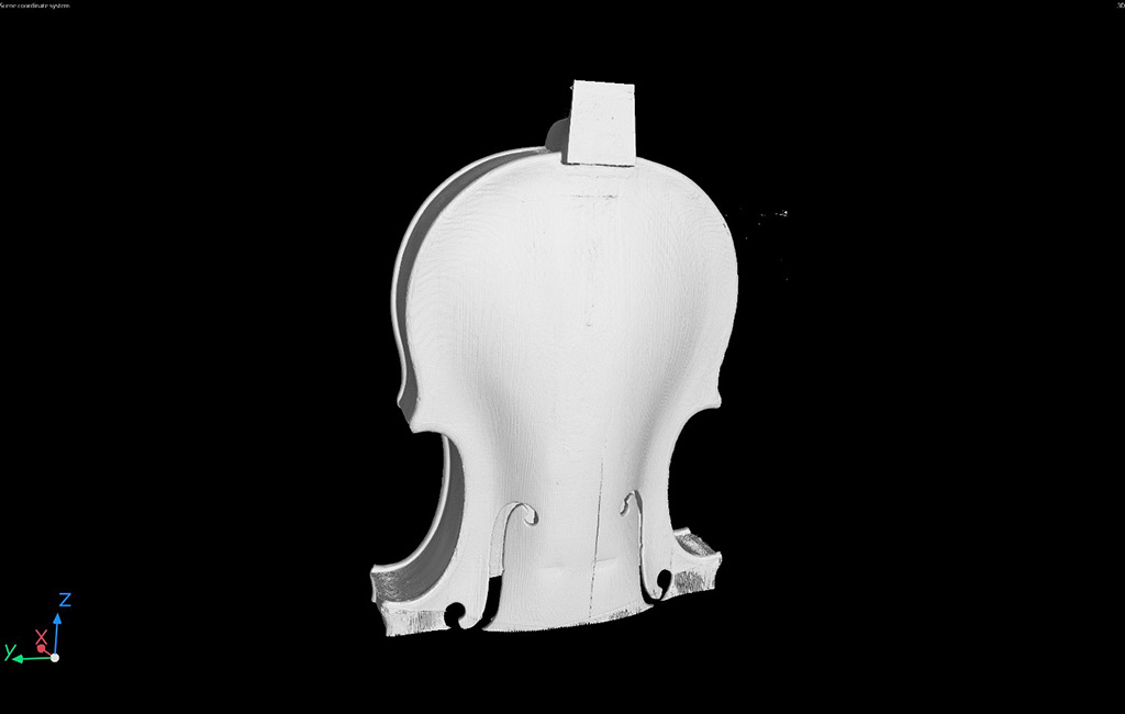 Vista del violino in tomografia